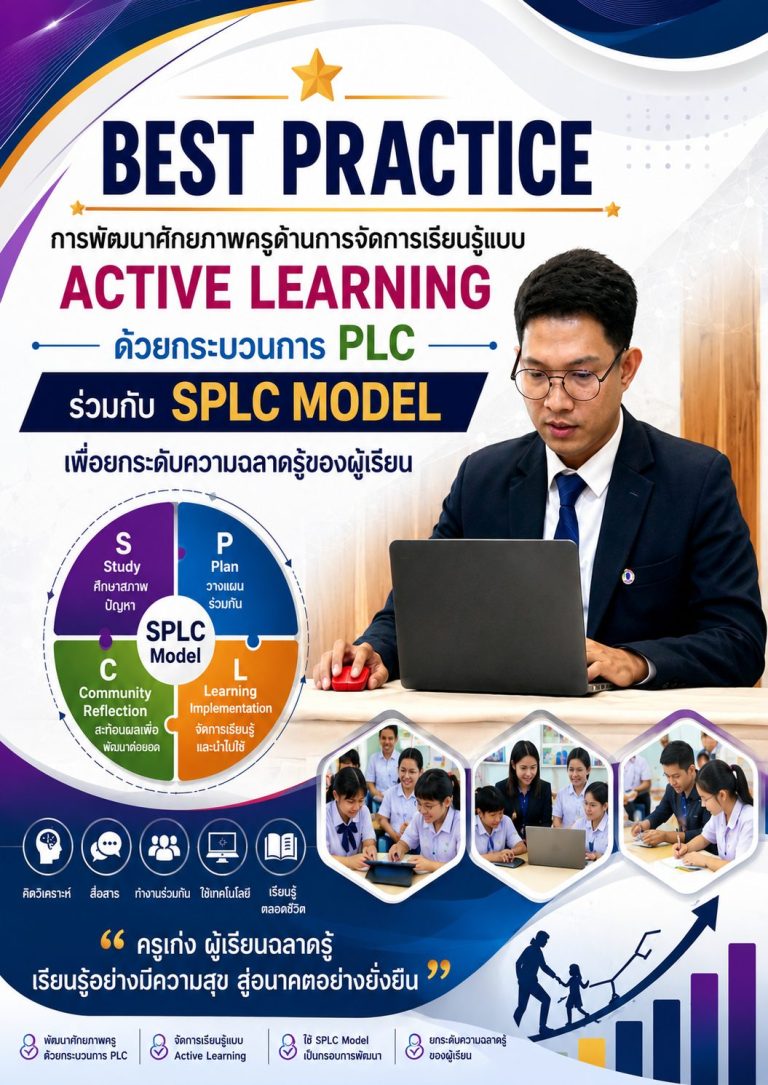 การพัฒนาศักยภาพครูด้านการจัดการเรียนรู้แบบ Active Learning ด้วยกระบวนการ PLCร่วมกับ SPLC Model เพื่อยกระกับความฉลาดรู้ของผู้เรียน